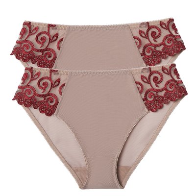 Lot de 2 Slips en tulle uni et tulle brodé Lyssa LA REDOUTE COLLECTIONS