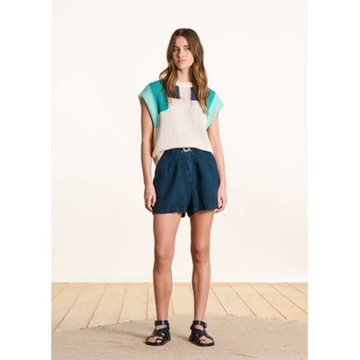 Short large en lin ceinturé LA FEE MARABOUTEE