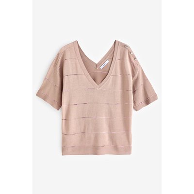 T-shirt à col v avec boutons bijoux NEXT