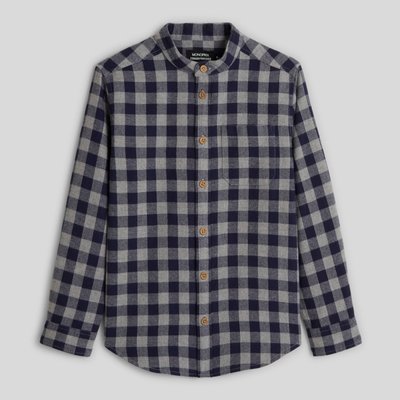 Chemise à carreaux col mao, certifiée OEKO-TEX MONOPRIX