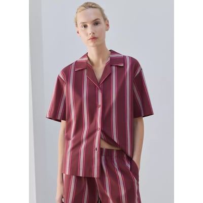 Chemise de pyjama à manches courtes motifs rayés MANGO