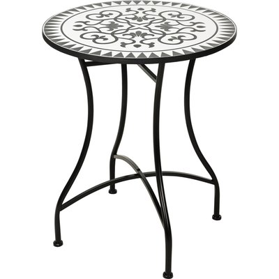Table jardin ronde mosaïque noir et blanc 60x60x71cm WADIGA