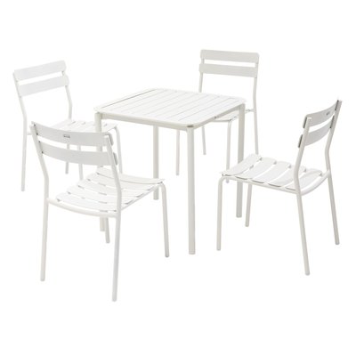 Table de terrasse 70cm et 4 chaises en aluminium, ALMADA OVIALA
