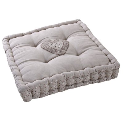 Coussin carré en coton et lin Coeur AUBRY GASPARD