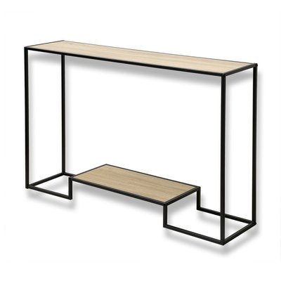Console moderne 2 niveaux décor chêne L120cm CALICOSY