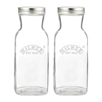 Set of 2 Juice & Sauce Bottles, 1L KILNER