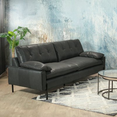 Canapé 3 places en cuir anthracite GLASGOW PIER IMPORT