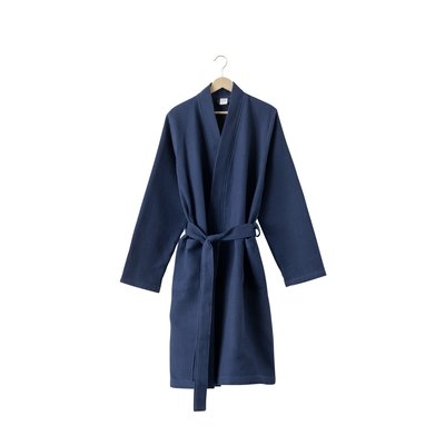 Peignoir nid d'habeille col kimono MELCHIOR CARRE BLANC