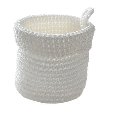 Panier rond maille crochet blanc 12x10cm CALICOSY