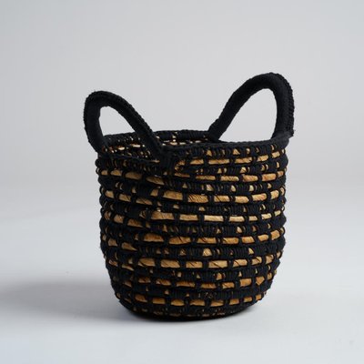 Panier en fibre végétale noir et beige S ANAYA WANDA COLLECTION