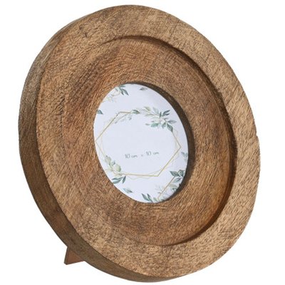 Cadre photo à poser rond en bois de manguier 19.5x19.5x2cm WADIGA