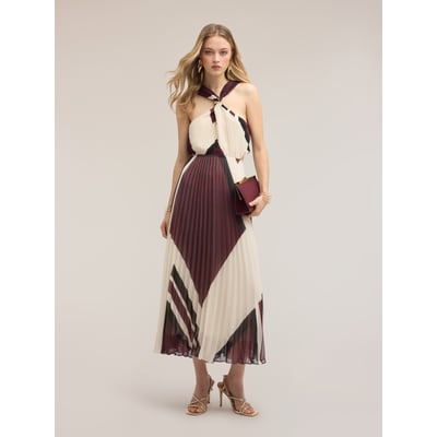 Robe longue plissée imprimée MOTIVI