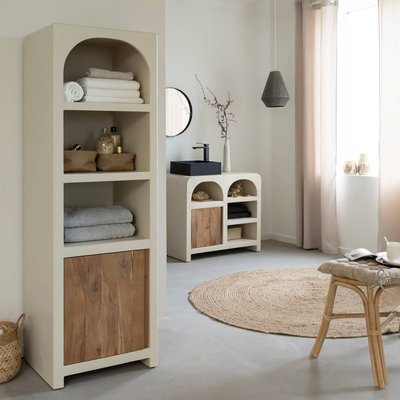 Armoire en MDF effet béton et bois d'acacia  DALVA MADE IN MEUBLES 