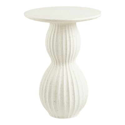 Bout de canapé blanc en fibre d'argile design sablier TULUM PIER IMPORT