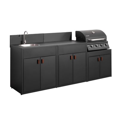 Cuisine extérieure 3 modules acier avec barbecue gaz 4 brûleurs THIRA BARBECUE GAZ + 3 MODULES SWEEEK
