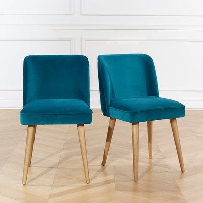 Lot de 2 chaises en bois certifié FSC@ et velours APOLLINE ROBIN DES BOIS