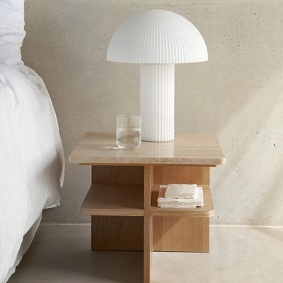 Caliste Oak Veneer & Travertine Bedside Table LA REDOUTE INTERIEURS