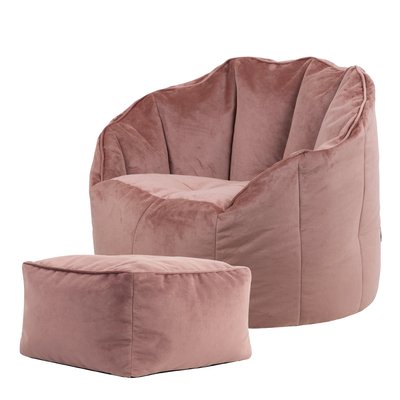 Pouf fauteuil et son repose-pied velours - SIRENA ICON