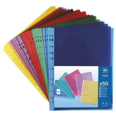 Lot de 50 pochettes perforées A4 - Bord renforcé - Finition lisse VIQUEL