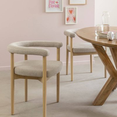 Chaise en bois d'orme et tissu gris (lot de 2) ALINE MADE IN MEUBLES 