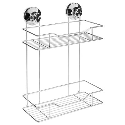 Etagère de salle de bain à ventouses - 2 Niveaux - Métal ATMOSPHERA