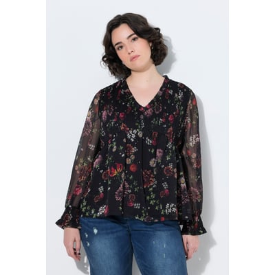 Blouse en mousseline à fleurs, coupe évasée ULLA POPKEN