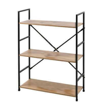 Étagère échelle métal noir et bois 3 étages 58.5x23.5x80cm WADIGA