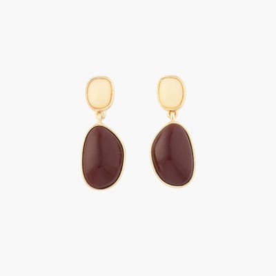 Boucles d'oreilles pendantes ivoire et marron BALABOOSTE