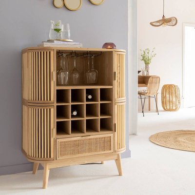 Meuble bar en bois de pin et cannage  GUIDO MADE IN MEUBLES 