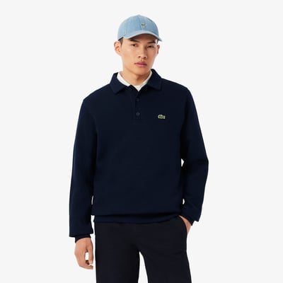 Sweatshirt col polo coton côtelé LACOSTE