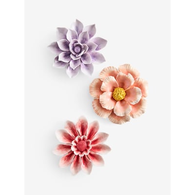 Plaque murale fleur en céramique, lot de 3 NEXT