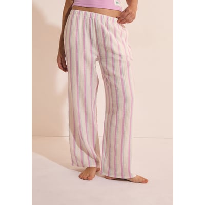 Pantalon de pyjama 7/8 à rayures en gaze de coton ALMIA ETAM