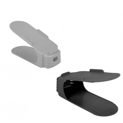 Set de 2 Range-chaussures en Plastique Noir et Gris pour Intérieur de Placard WADIGA