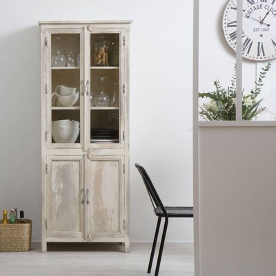 Vaisselier en bois de manguier blanchi  CUZCO MADE IN MEUBLES 