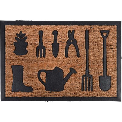 Paillasson coco et caoutchouc 60 x 40 cm Outils de jardin JARDINDECO