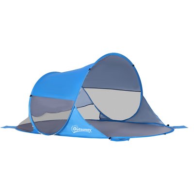 Abri de plage tente pop-up fenêtre arrière grand tapis de sol OUTSUNNY