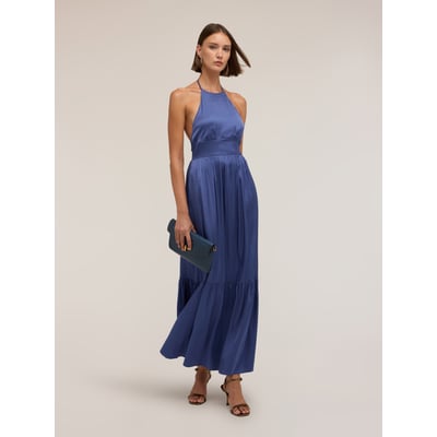 Robe longue en satin avec volant MOTIVI