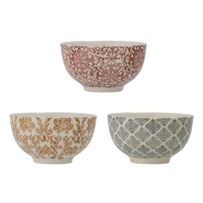 Bols grès peint motif floral  GENIA set de 3 BLOOMINGVILLE