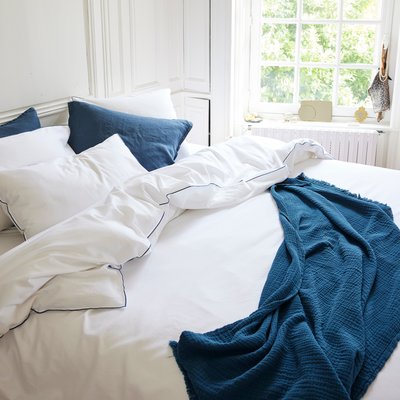 Housse de Couette en satin de coton lavé, RÊVE SATINÉ BLANC CERISE