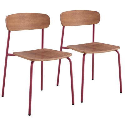Lot de 2 chaises en métal et bois, LILA OVIALA