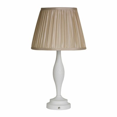 Rechargeable White Candle Table Lamp with Pleated Shade SO'HOME