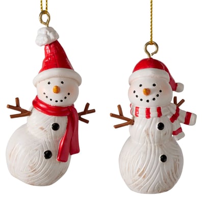 Set de 2 boules de Noël en résine bonhomme de neige 4.5x3x7cm WADIGA