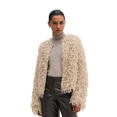 Cardigan court à franges en fil bouclé tout doux MARC O'POLO