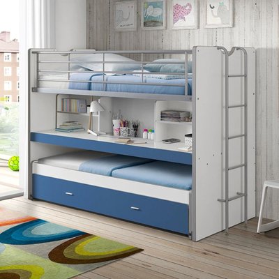 Lit superposé 3 couchages avec bureau TERRE DE NUIT
