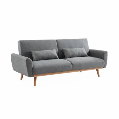 Canapé convertible 2-3 places bois d'eucalyptus tissu OSKAR SWEEEK