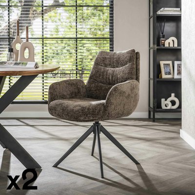 Fauteuil de table pivotant en velours taupe (lot de 2) TAJ PIER IMPORT