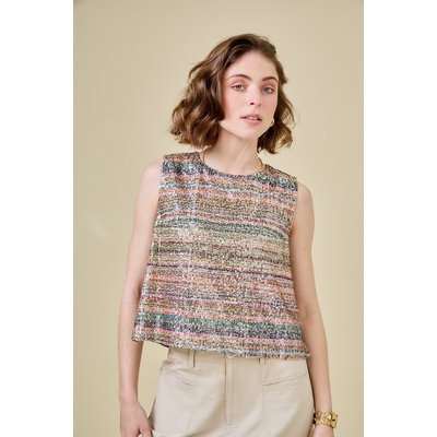 Blusa de cavas, riscas e lantejoulas SEE U SOON