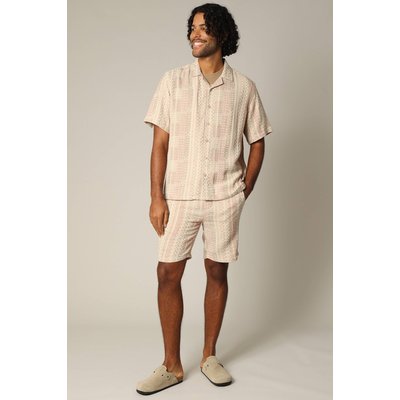 Chemise loose en jacquard à manches courtes avec col cubain et motif géométrique MIO DEELUXE