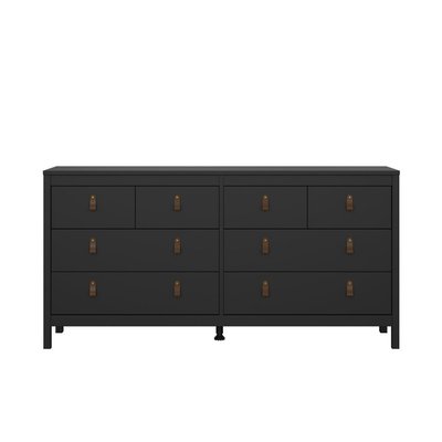 Commode 8 tiroirs noir mat L159,6 cm - BARCELONE CALICOSY
