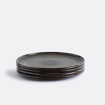 Lot de 4 assiettes plates grès émail réactif, Zuka LA REDOUTE INTERIEURS